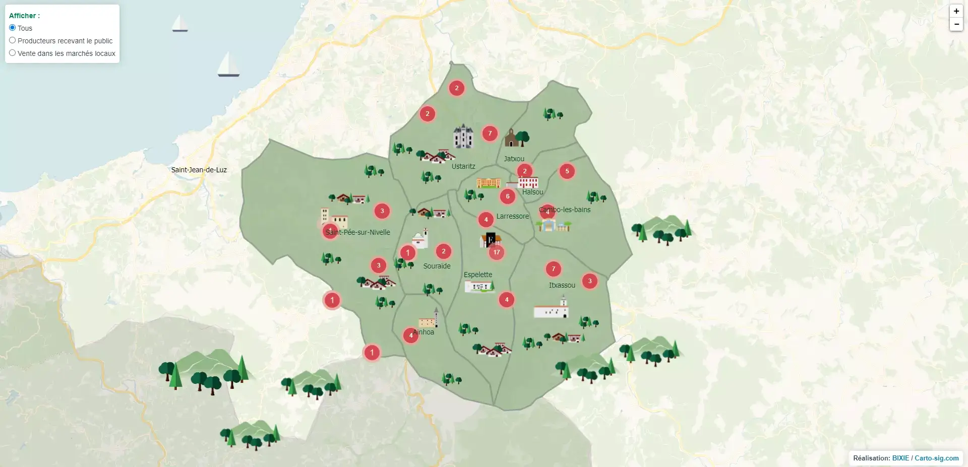 Carte interactive des producteurs de Piments d'Espelette