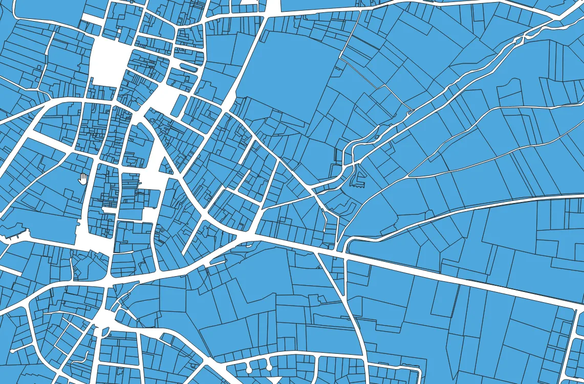 Parcelles issues des fichiers fonciers du CEREMA converties en couche SIG et affichées dans QGIS